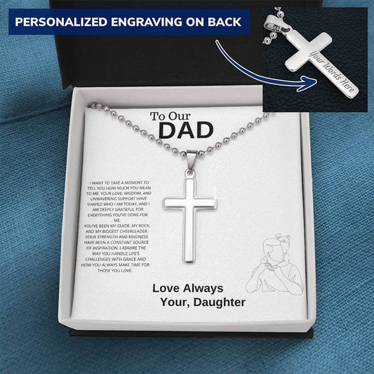 To Dad Personalized Cross with Ball Chain