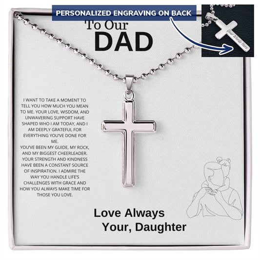 To Dad Personalized Cross with Ball Chain