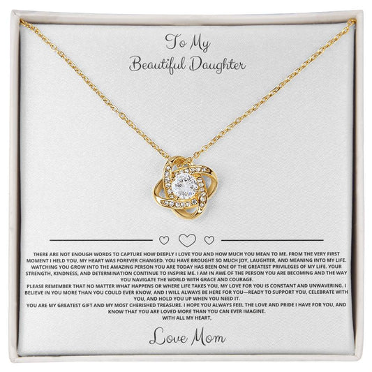 To My Daughter Love Knot Necklace