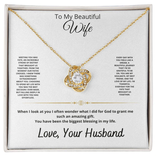 To My Beautiful Wife, Love Knot Necklace