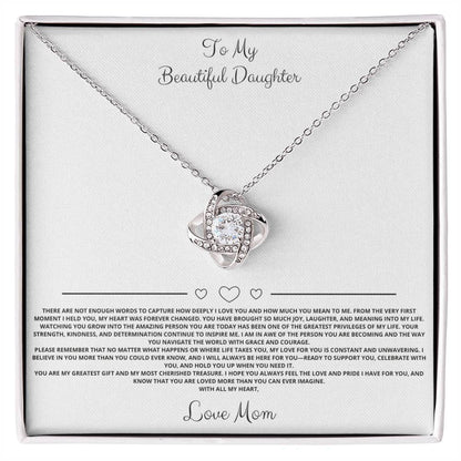 To My Daughter Love Knot Necklace