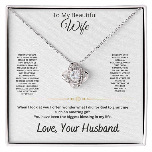 To My Beautiful Wife, Love Knot Necklace