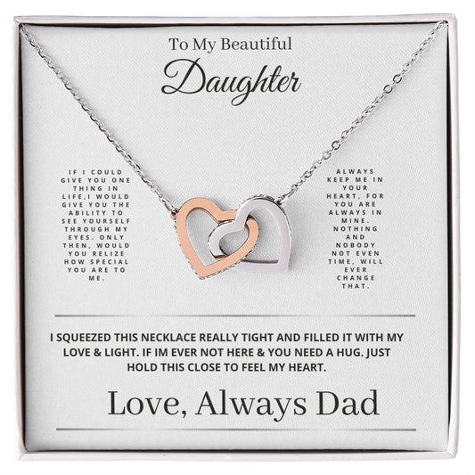 To My Beautiful Daughter Interlocking Hearts Necklace