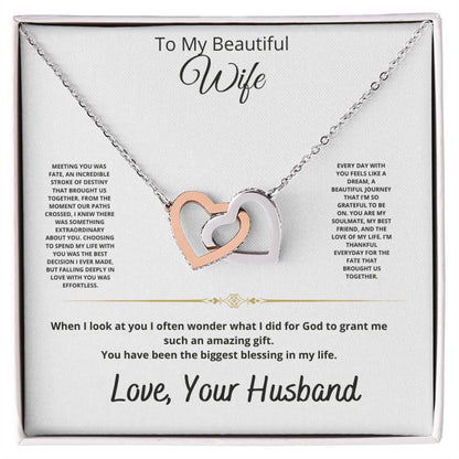 My Beautiful Wife Interlocking Hearts Necklace