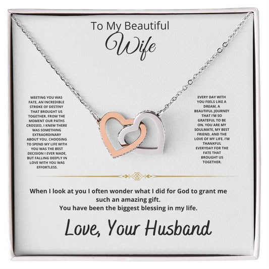 My Beautiful Wife Interlocking Hearts Necklace