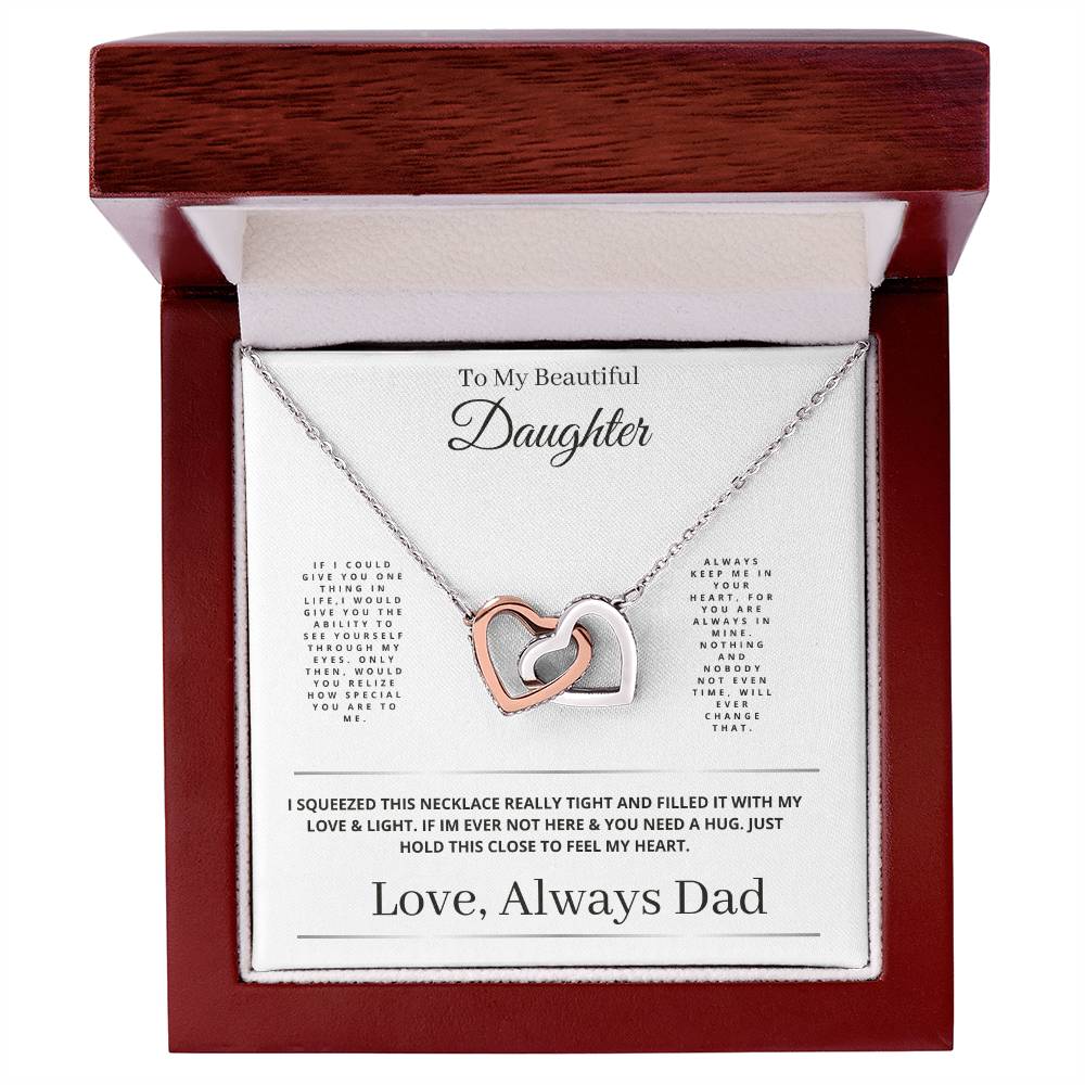 To My Beautiful Daughter Interlocking Hearts Necklace