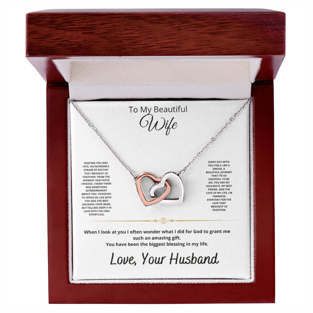 My Beautiful Wife Interlocking Hearts Necklace