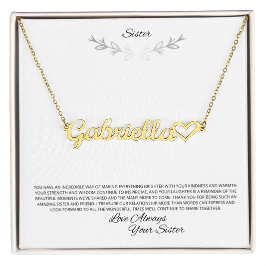 Silver And Gold Name Necklace + Heart Character